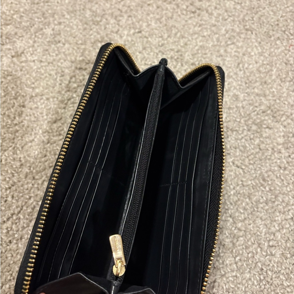 Coach Signature Brown and Black Zip Wallet - Picture 3 of 3